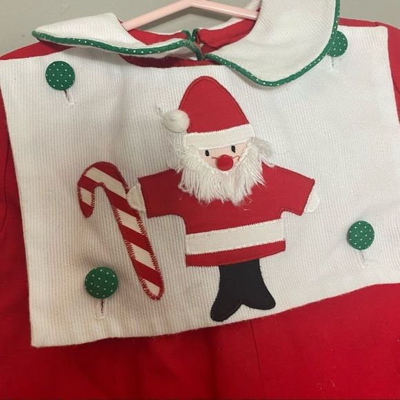 Vintage baby boy smocked Santa romper - Picture 2 of 7